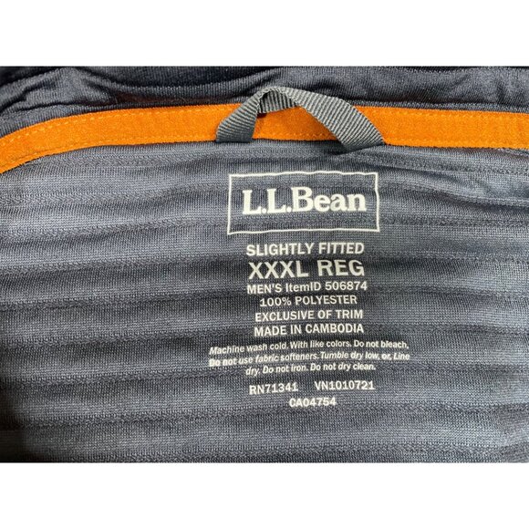 L.L.Bean Men's Slightly Fitted XXXL Reg Pullover Polyester Navy & Orange Trim - Picture 4 of 6